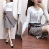 6621-1 bowtie knitted tops with lattice skirt