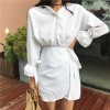 162 Fashion College style slim waist shirt dress