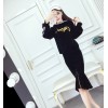9100 letters hooded sweater with fish tail skirt