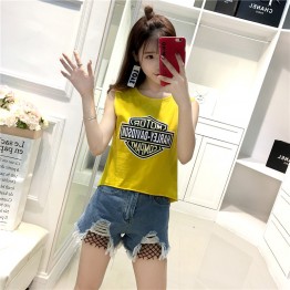 8810 cotton print sleeveless girl t-shirt