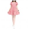 8912 plaid bowknot shoulder A-line dress