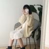 1013 Korea pure color thick rod needle long sweater cardigan