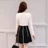 2611 black and white contract color small jacket with sleeveless dress