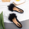 A1 ostrich fur pointed toe flattie