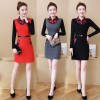 8009 autumn knitting sleeve lattice collar woolen dress