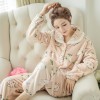 F8049 winter flannel thickening sweet floral pajamas