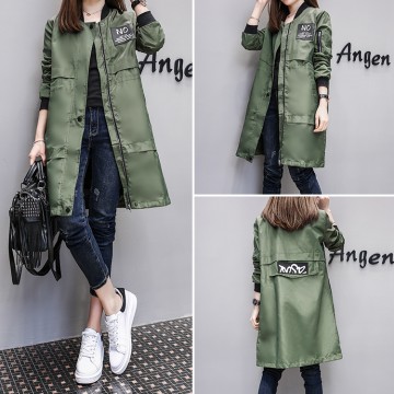 8062 European fashion loose long baseball casual jacket