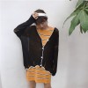 1149 loose contract color long sleeve sunscreen knitted jacket