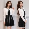 2611 black and white contract color small jacket with sleeveless dress