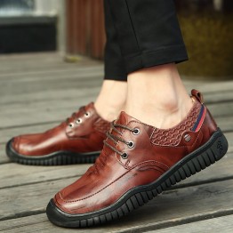 23980 leather belt wear-resistant thick soft bottom flat leathe men's shoes