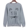 5529 hot sale round neck wool lining cat printing long sleeve T-shirt