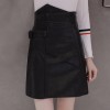 652 high waist PU leather tight hip skirt