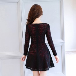 2621 autumn lace contract color dress