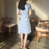 0155 Korean retro V-neck hollow S-shaped knitting dress