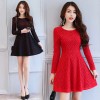 2621 autumn lace contract color dress