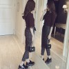 6730 Korean temperament knitted shirt with lattice casual pants