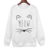 5529 hot sale round neck wool lining cat printing long sleeve T-shirt