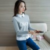 8542 shirt collar fake two pieces sweater