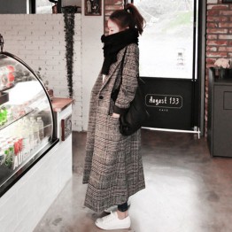 1161 Korean fashion cocoon-type houndstooth woolen coat