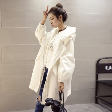 5290 Korean fashion loose windbreaker coat with cap