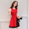 2615 long sleeve little coat with color matching sleeveless dress