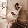 5917 high collar loose thickening long knitted sweater dress 