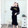9100 letters hooded sweater with fish tail skirt
