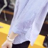 076 v neck classic vertical stripes comfortable shirt