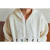 082 embroidered lamb wool hooded sweatshirt