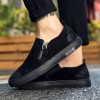 9875 scrub leather side zipper wear-resistant flat leather casual sports men's shoes