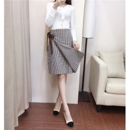 6621-1 bowtie knitted tops with lattice skirt