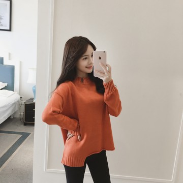 8851 high collar loose long sleeve sweater