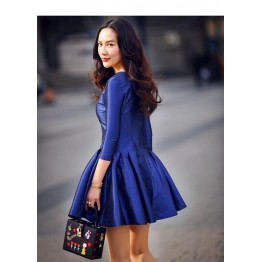 8577 retro style puff skirt high waist dress