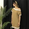 0156 Korean retro style wave off shoulder knit dress