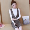 9140 Slim V Collar vest lattice dress with long sleeve sweater