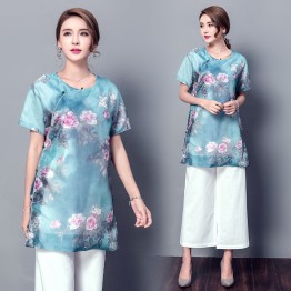 3559 Retro Chinese Style Improved Cheongsam Tea shirt