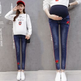 123 Rose embroidered pregnant women jeans