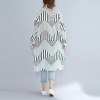 D928 large size personality stripes printed cardigan