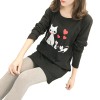 5218 loose round necklace print long sleeve long t-shirt