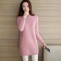 113 fashion solid color long sweater