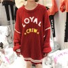 8186 Women's loose round neck letters long sleeve sweater