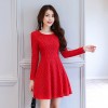 2621 autumn lace contract color dress