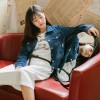 1718 long sleeve loose short denim jacket