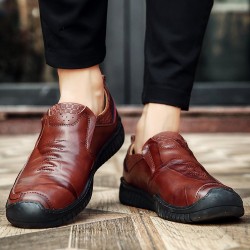 25580 thick flat bottom soft leather casual men's shoes