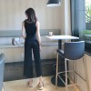 0151 Korean retro style Slim short letter vest with high waist casual pants