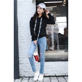 6607 women's large size loose wool lining sweatshirt