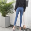 B85 holes high elastic pencil jeans