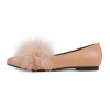 A1 ostrich fur pointed toe flattie