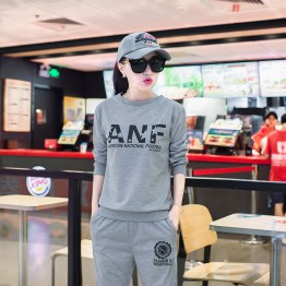 8092 round neck letters print sweatshirt with leisure sports pants