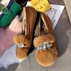 998-12 warm rabbit fur women's flat single shoes